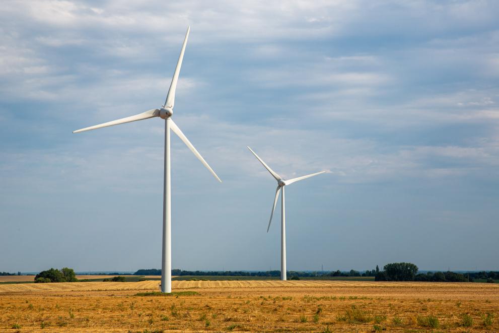 Wind turbines in agricultural areas