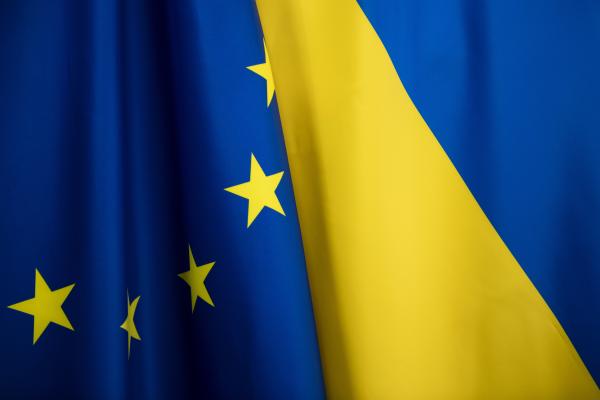 EU and Ukrainian Flag